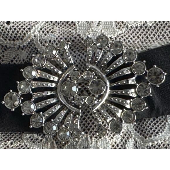 Y2k BCBG Max Azaria Black Cocktail Dress | Lace | Rhinestone Belt | Dark Romance - Picture 6 of 16